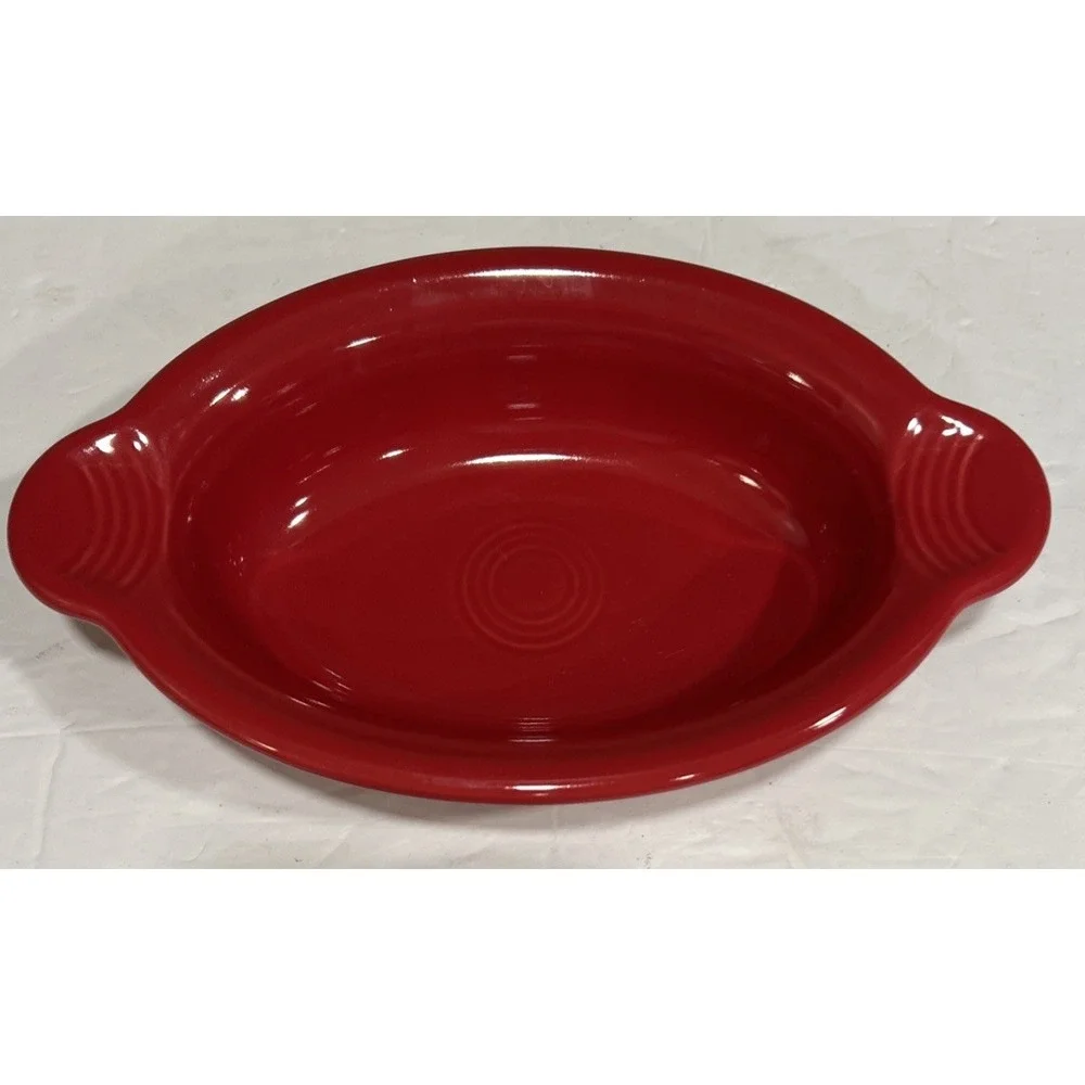 HLC Fiesta Ware Red Oval Au Gratin Baking Dish 9